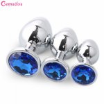 1pcs/Set Stainless Steel Metal Anal safe plug medical Anal Beads Anus tube Crystal Waterproof Adult  Products Plug for women