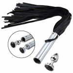 PU Leather Sex Whip Flogger Ass Spanking With Metal Anal Plug Anus Massager Slave Bondage Adult Games Fetish Sex Toys for Couple