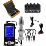 Electric Shock Toys with Anal Vaginal Plug 4 Penis Rings and Patch Massager Medical Themed Masturbation Toys for Men I9-1-203