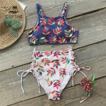 CUPSHE Leaf Print Tank Bikini Set Women Slim High-Waist Lace Up Two Pieces Swimwear 2018 Girl Sexy Beach Bathing Swimsuits