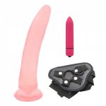 Yema, YEMA Big Pink Silicone Strap On Dildo Masturbator Fake Penis & 10 Mode Small Bullet Dildo Vibrator Sex Toys for Woman Strap ons