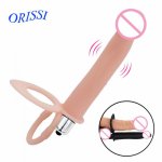 ORISSI Strap On Dildo Double Penetration Clitorial Stimulation Penis Strapon Anal Dildo Anus Plug Adult Sex Toy for Beginner