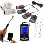 4in1 Electric Shock Gloves with Massage Wheel and Pads Massager Scroll Wheel Electrode Patch Sex Toys for Men I9-1-215