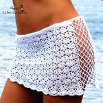 Women Sexy Bikini Beach Cover up Summmer Bathing Suit Skirt Solid White Crochet knitting Hollow Cover-Ups Beach Wear 2018