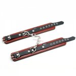 Smspade dark brown leather bondage restraints handcuffs for couples, soft padded shiny strap wrist cuffs sex adult products