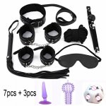 10PCS Sexy Handcuffs Sex Whip Mask Collar Mouth Gag Rope Fetish Bondage Set Adult Games BDSM SM Toys for Couples Lovers Flirting