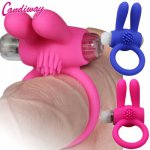 Rabbit Vibrators Delay cockring lasting Ejaculation Lock Fine triple vibrator Sex Toys product for Men penis extender ball loop