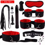 Adult Game Sex Bondage Kit Set Sexy Lingerie BDSM Games Leather Set Handcuffs Footcuff Whip Rope Blindfold Couples Erotic Toys