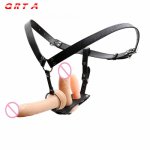 QRTA Removable Strapon Double Harness Dildo Anal Lesbian Strap On Dildo Chastity Belt Pants Sex Shop Sex Toys For Woman