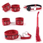 Fetish 6PCS Red Adult Game Leather Handcuffs Adult Sex Toys for Couples Restraint Set Sex Products Slave Games