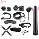 SM Tool 11pcs Sex Accessories For Couples Bondage Restraint Handcuffs Whip Rope Blindfold Nipple Clamps Fetish Sexy Lingerie