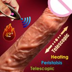 Wireless control Dildo Extreme Realistic G-spot Automatic heating telescopic and Peristaltic penis Sex adult Toys for woman