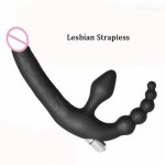 RABBITOW Vibrating Strapless Bullet Silicone Strap-on Sex Dildo Anal Plug Toy for Women