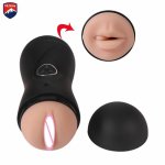 Male Masturbator Cup Pocket Pussy Masturbation Sex Toy for Men, 3D Realistic Vagina and Mouth Oral Sex Double Ends Stroker Moan
