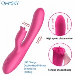 Omysky Dual Motor Rabbit Vibrators for Women Flirting Sex Toys for Couple G-spot clitoris simulate Vibrating Tongue Sex product