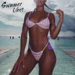 Pink leopard print swimsuit Triangle sexy bikini set High cut bathing suit women Micro bikini 2018 String swimwear swim bathers