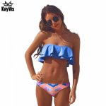 KayVis Ruffle Bikinis Women Swimsuit Push Up Swimwear Women 2019 Sexy Bandeau Print Brazilian Bikini Set Beach Bathing Suits