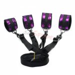 sexy rosey under bed restrants kit ,bondage kit for couples with adjustable fabric belt,erotic sex game handcuffs and ankle cuff