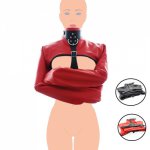 Fetish PU Leather Harness Open Cup Chest Belt Straight jacket Women's BDSM Bondage Restraint Cosplay Adults Games Sex Toys 