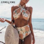 SAMEGAME 2019 Biquini Sexy Swimsuit Backless Print Female Bikini Set Summer Beach Bathing Suit New Arrival Swimwear Bathing suit