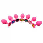 Ins, 13 color for choose 3*7.3CM small size mini pink jewel silicone anal plug butt plug insert sex toys for men