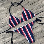 2018 Women Bandage Bikini Two piece Swimwear Stripes Push Up Tied String Sexy Bikinis Plage Women Swimsuit Monokini Bathing Suit
