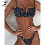 Bikinx V-neck black dot bathing suit women bathers High cut sexy female swimsuit Push up string swimwear Brazilian micro bikini