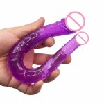 U Shape Double Dildo Flexible Soft Jelly Vagina & Anal Women Gay Lesbian Double Ended Dong Penis Artificial Penis Sex Toys