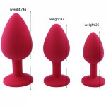 Small Medium Large Silicone Butt Plug with Crystal Jewelry Smooth Touch Anal Plug No Vibration Anal Sex Toys for Woman Men Gay x
