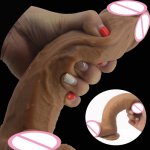 double layer silicone realistic dildo horse soft huge penis suction 1.93