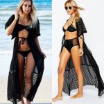Summer Women Sexy Swimsuit Cover-up Chiffon Plus Size Swimwear Bikini Cover Ups Flower Dress Long Beach Cover Up