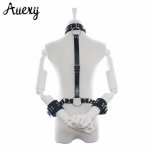 AUEXY Pu Leather Harness Sex Slave Bdsm Bondage Collar leash Handcuffs Neck Dog Collar Sex Adult Games Toys For Couples Woman 