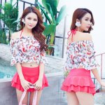 2019 Asian high quality ladies bikini three-piece sexy small chest gathered conservative belly thin hot spring bathing suit