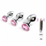 Anal Beads Crystal Jewelry Heart Butt Plug Stimulator Dildo Stainless Steel Anal Plug Sex Toys for Men Women Couple Sex Products