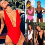 Women Sexy 2019 Summer Swimwear One Piece Bandage Swimsuit Ladies Deep V-Neck Bikini Push Up Monokini Bathing Suit Beachwear