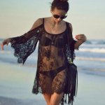 2019 New Summer Sexy Women Bathing Suit Lace Crochet Bikini Cover Up Female See-through Cover-Up Swimwear Summer Beach Dress US