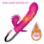Tongue Licking Dildo Vibrator Intelligent Heating Double Head Vibrator G Spot Clitoris Stimulate Massager For Women Couples