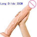Brand 35*5cm Big Realistic Dildo with Suction Cup Super Soft Flexible Long Dildos Huge Thick Penis For Women and gay