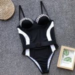 Vertvie Women Sexy Bikini 2019 New Leopard Printed One Piece Swimsuit Push Up Bathing Suit Patchwork Swimwear Beach Biquini