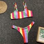 Sexy Bikini Set Women's Swimwear Fashion Stripe Color Bandage Push Up Swimwear Biquini Beachwear