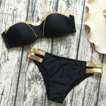 YICN 2018 Gold Stamping Bikini Set Sexy Padded Women Swimsuit Push Up Bandeau Swimwear Summer Beachwear Brazil Bathing Suit