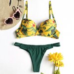 Sexy Ladies Jungle Print Tropical Beach Thong String Bikini Set Swimwear Women Bikinis Feminino 2019 Push Up Biquini Swimsuit