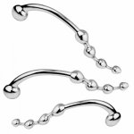 Stainless Steel Long Anal Beads Bending Metal Anal Plug Prostate Massager Buttplug Anal Stimulator Balls Sex Toys For Women Men