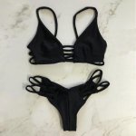 2018 Bikini Black Solid Color Basic Women Sexy Bikinis Mujer Brasileno With Thong Two Piece Swimsuit Beach Wear
