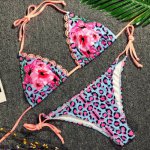 2019 Fashion Luxury Bikini Set New Sexy Brassiere Pink Leopard Swimwear Set Women Split Women Swimwear