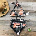 Cupshe Faint Fragrance Print Bikini Set Women High waisted Halter Two Pieces Swimwear 2019 Girl Heart Neck Sexy Swimsuits