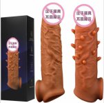 2019 Thick Condoms For Men Dildo Extender Reusable Penis Sleeve Intimate Goods Penis Enlargement Rings Cock Massager