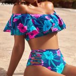 SAMEGAME 2019 Sexy Swimwear Women Bikini Swimsuit Brazilian Bandage Halter Top Bathing Suits Retro Vintage Print Beach Biquini