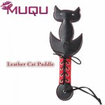 Black Leather Fetish cat Paddle menottes spanking flogger butt pat sex toys bdsm leather whip harness men sex products sex dice