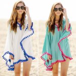 New Sexy Cotton Bathing Suit Cover ups Summer Beach Dress Tassel Trim Bikini Swimsuit Cover Up Beach Wear Pareo Sarong